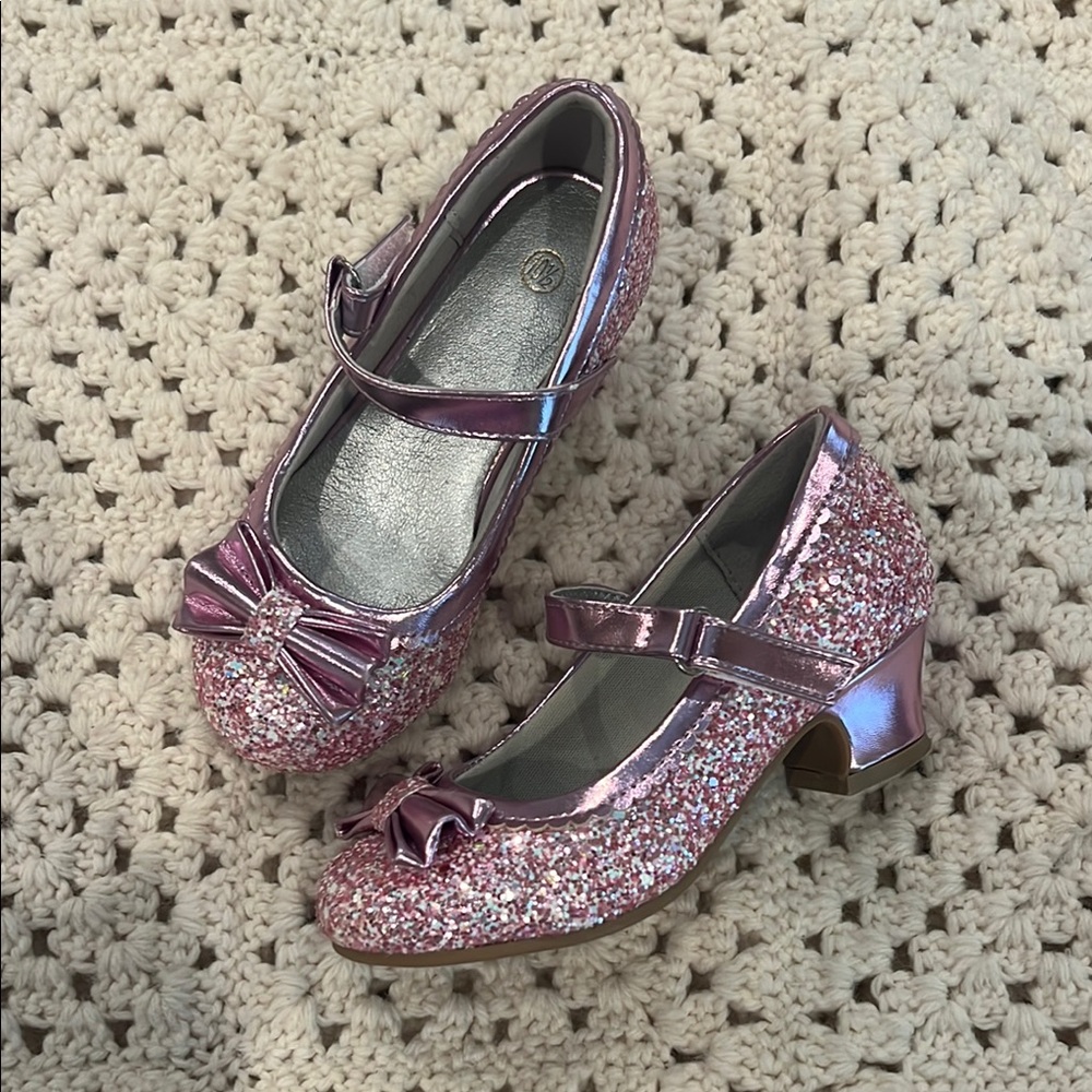 Glittery Pink Kids Shoes with Bow